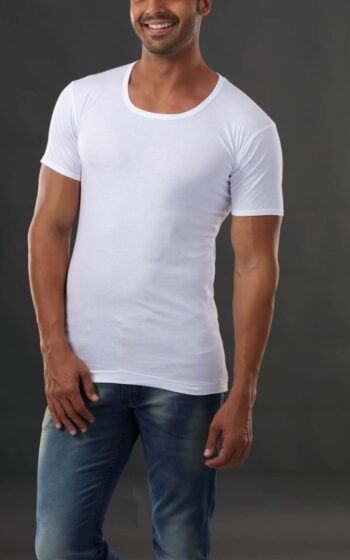 ANAND ISI White Color Half Sleeves Vest